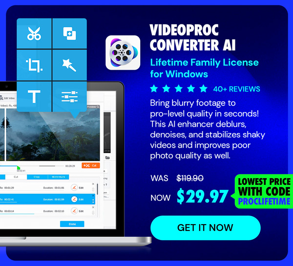 VideoProc Converter AI: Lifetime Family License (For Windows)