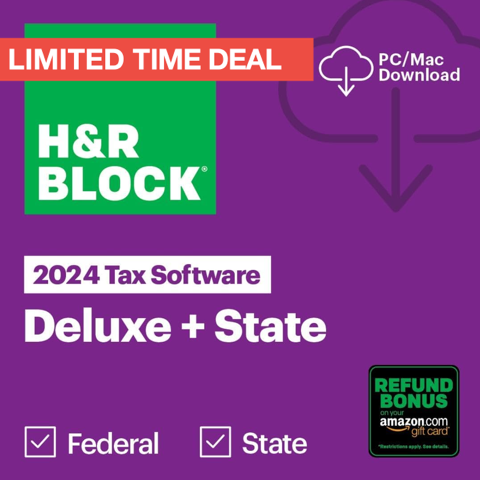 H&R Block Tax Software Deluxe + State 2024