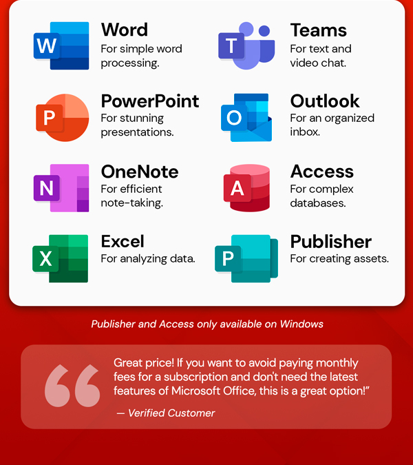 Microsoft Office 2021 for Windows or Mac: Lifetime License
