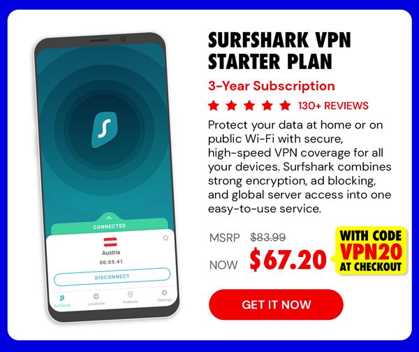 Surfshark VPN Starter Plan: 3-Yr Subscription
