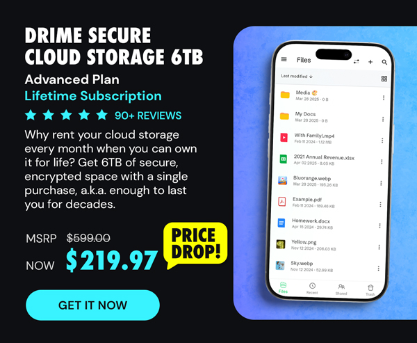 Drime Secure Cloud Storage: Lifetime Subscription (Advanced Plan/6TB)