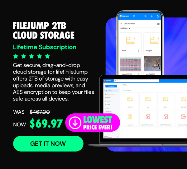 FileJump 2TB Cloud Storage: Lifetime Subscription