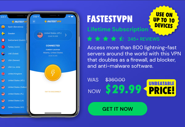 FastestVPN: Lifetime Subscription (10 Devices)