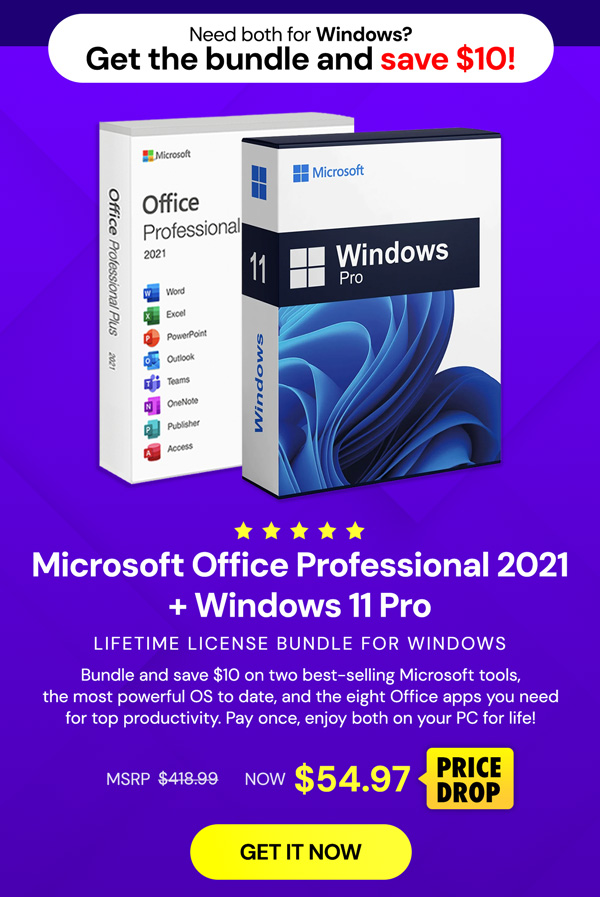 The Ultimate Microsoft Office Professional 2021 for Windows: Lifetime License + Windows 11 Pro Bundle