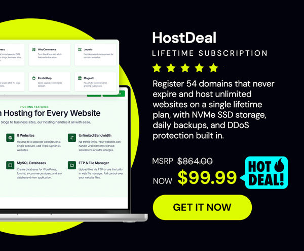 Hostdeal: 54 Lifetime Domain Subscriptions