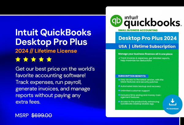 Intuit QuickBooks Desktop Pro Plus 2024 (1 User): Lifetime License