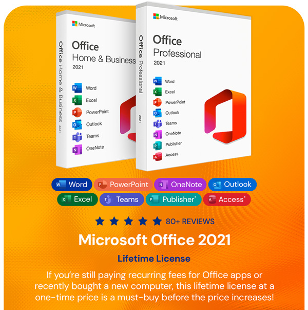 Microsoft Office 2021 for Windows or Mac: Lifetime License
