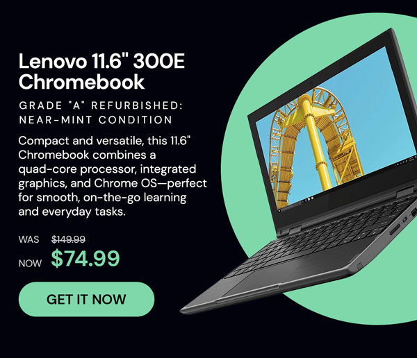 Lenovo 11.6"" 300E Chromebook (2018) Celeron N3450 4GB RAM 32GB eMMC (Refurbished)