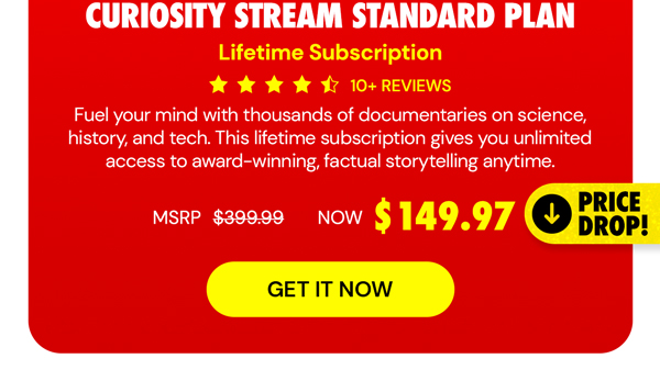 Curiosity Stream Standard Plan: Lifetime Subscription