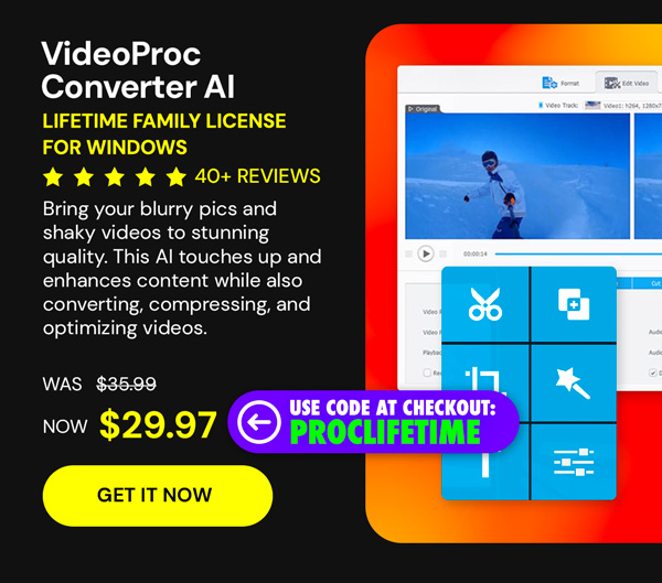 VideoProc Converter AI: Lifetime Family License (For Windows)