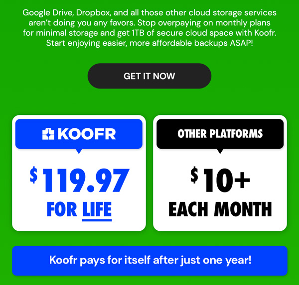 Koofr Cloud Storage: Lifetime Subscription (1TB)