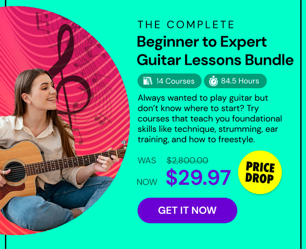 The Complete 2024 Beginner to Expert Guitar Lessons Bundle