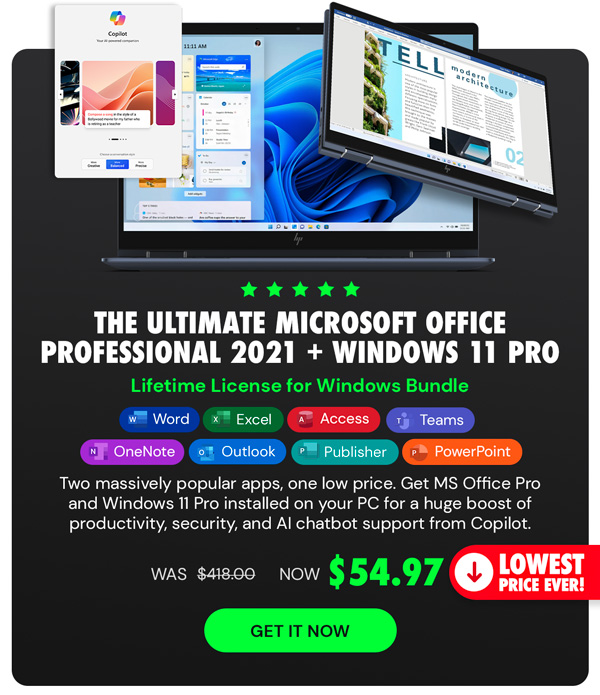 The Ultimate Microsoft Office Professional 2021 for Windows: Lifetime License + Windows 11 Pro Bundle