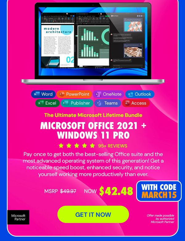 The Ultimate Microsoft Office Professional 2021 for Windows: Lifetime License + Windows 11 Pro Bundle