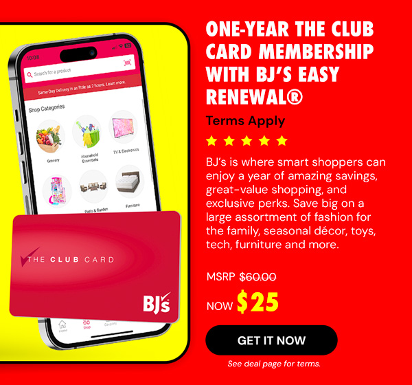 One-Year The Club Card Membership with BJ’s Easy Renewal® (Terms Apply)
