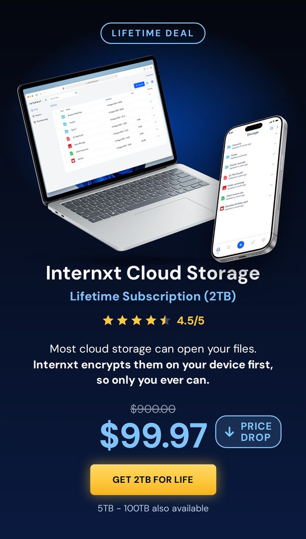 Internxt Cloud Storage Lifetime Subscription: 2TB Plan
