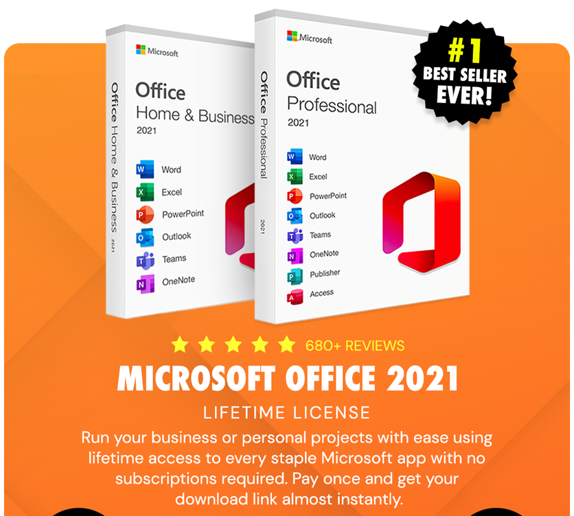 Microsoft Office 2021 for Windows or Mac: Lifetime License