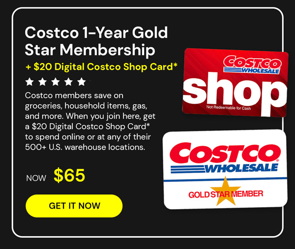 Costco 1-Year Gold Star Membership + $20 Digital Costco Shop Card