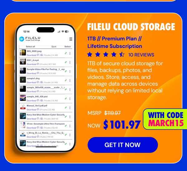 FileLu Cloud Storage Premium Plan: Lifetime Subscription (1TB)