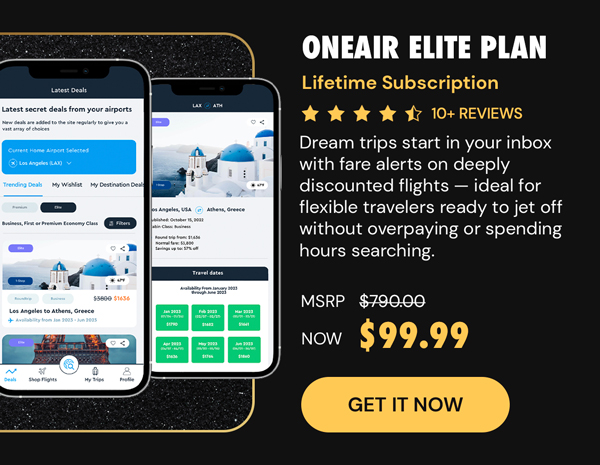 OneAir Elite Plan: Lifetime Subscription (Save Big on Flights, Hotels & More)
