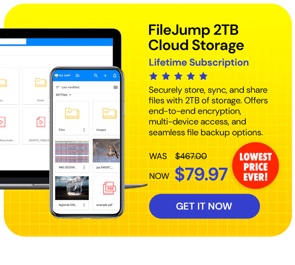 FileJump 2TB Cloud Storage: Lifetime Subscription