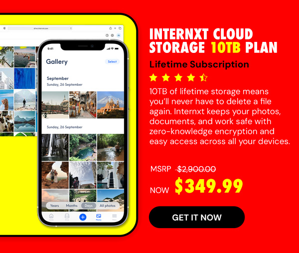 Internxt Cloud Storage Lifetime Subscription: 10TB Plan