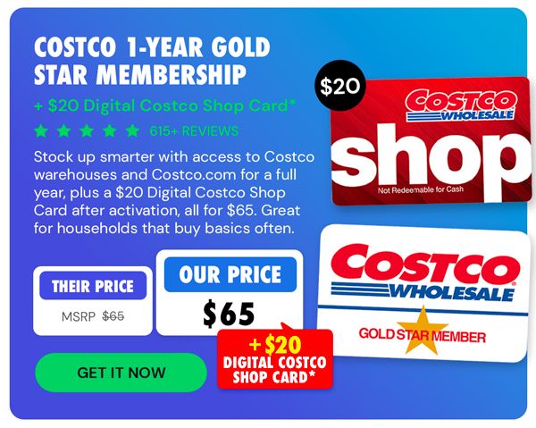 Costco 1-Year Gold Star Membership + $20 Digital Costco Shop Card