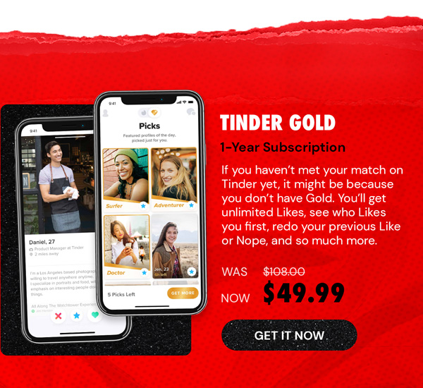 Tinder Gold: 1-Year Subscription