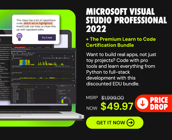 Microsoft Visual Studio Professional 2022 + The Premium Learn to Code Certification Bundle