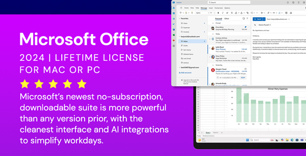 Microsoft Office 2024 for Mac or PC Lifetime License