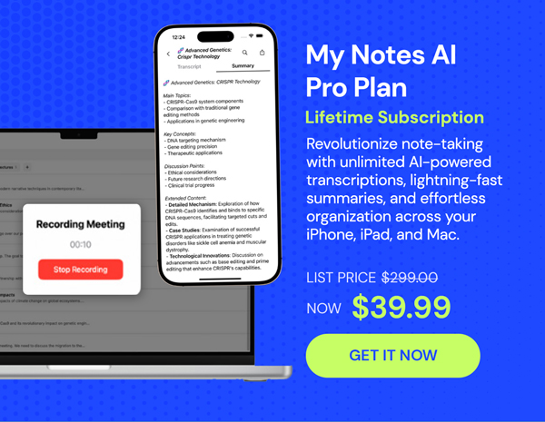 My Notes AI Pro Plan: Lifetime Subscription