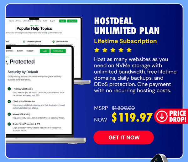 Hostdeal Unlimited Plan: Lifetime Subscription