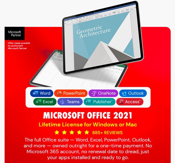Microsoft Office 2021 for Windows or Mac: Lifetime License