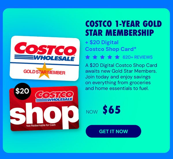 Costco 1-Year Gold Star Membership + $20 Digital Costco Shop Card