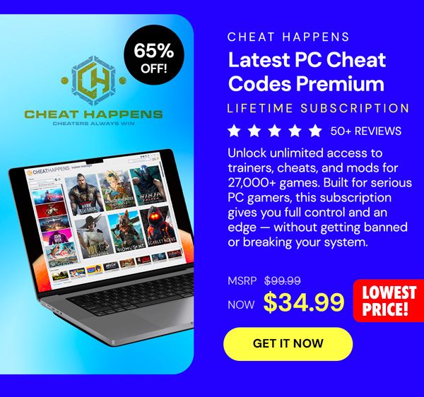 Cheat Happens Latest PC Cheat Codes: Premium Lifetime Subscription