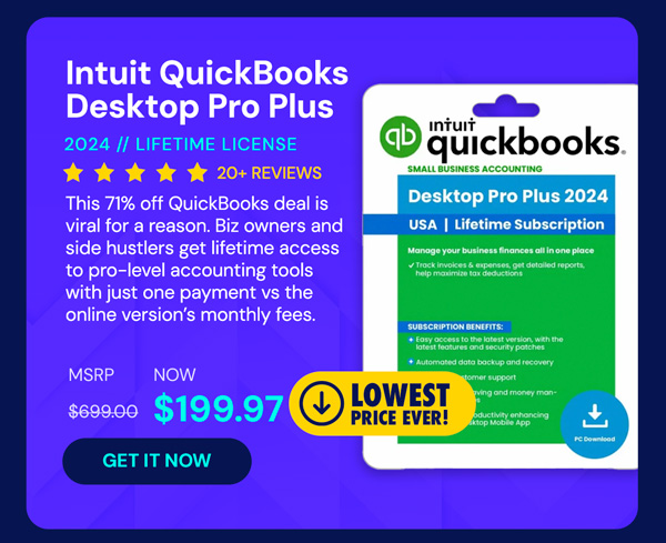 Intuit QuickBooks Desktop Pro Plus 2024 (1 User): Lifetime Licenses