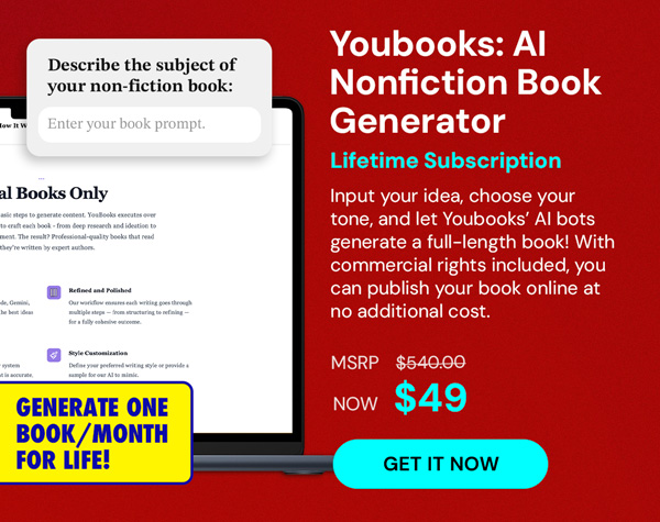Youbooks - AI Non-Fiction Book Generator: Lifetime Subscription
