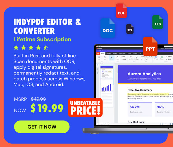IndyPDF Editor & Converter: Lifetime Subscription