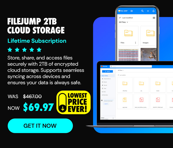 FileJump 2TB Cloud Storage: Lifetime Subscription