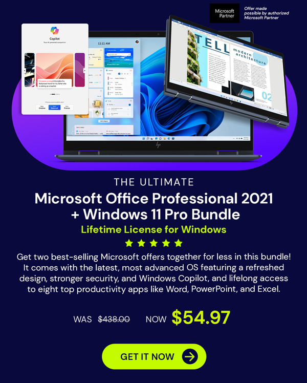 The Ultimate Microsoft Office Professional 2021 for Windows: Lifetime License + Windows 11 Pro Bundle