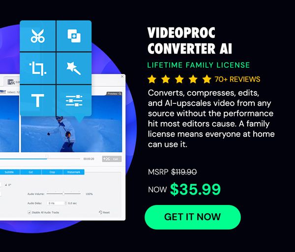 VideoProc Converter AI: Lifetime Family License (For Windows)
