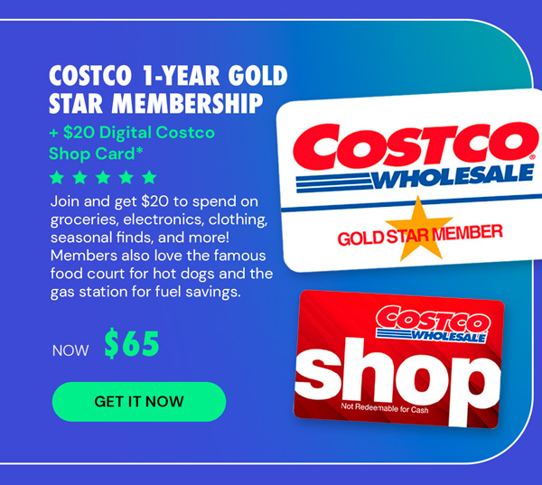 Costco 1-Year Gold Star Membership + $20 Digital Costco Shop Card