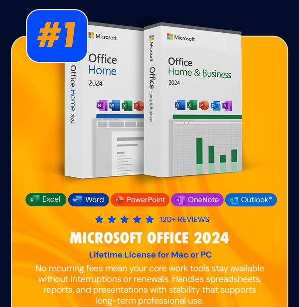 Microsoft Office 2024 Home & Business or Home for Mac or PC Lifetime License