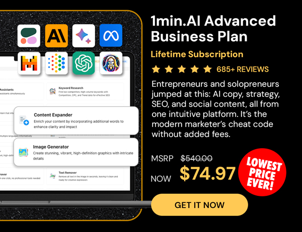 1minAI Advanced Business Plan Lifetime Subscription