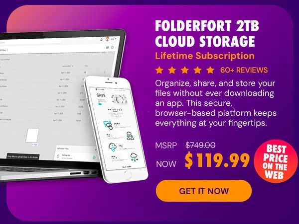 FolderFort 2TB Cloud Storage Pro Plan: Lifetime Subscription