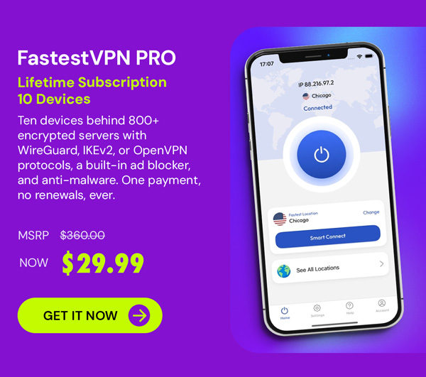 FastestVPN: Lifetime Subscription (10 Devices)