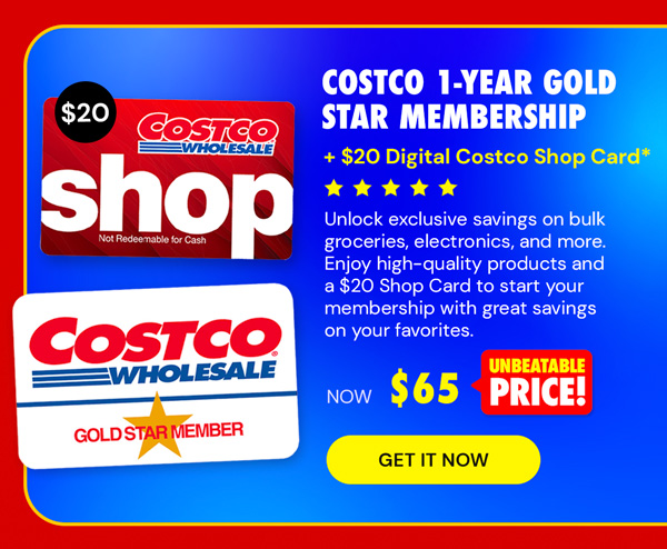 Costco 1-Year Gold Star Membership + $20 Digital Costco Shop Card