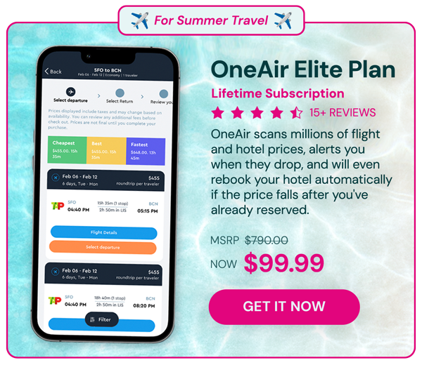 OneAir Elite Plan: Lifetime Subscription (Save Big on Flights, Hotels & More)