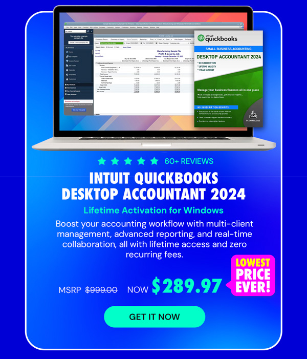 Intuit QuickBooks Desktop Accountant 2024 (1 User) for Windows: Lifetime Activation