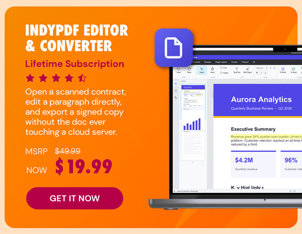 IndyPDF Editor & Converter: Lifetime Subscription